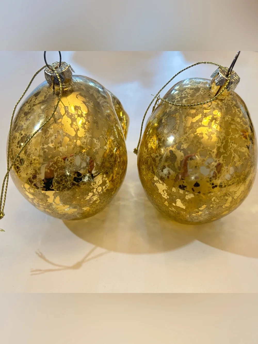 Gold Faux Mercury Glass Skull Ornaments Skeleton Christmas